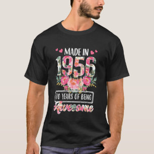 Hergestellt 1956 Floral 70. Geburtstagsgeschenke 7 T-Shirt