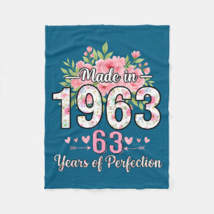 Hergestellt 1963 Floral 63. Geburtstag Frauen 63 J Fleecedecke