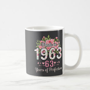 Hergestellt 1963 Floral 63. Geburtstag Frauen 63 J Kaffeetasse