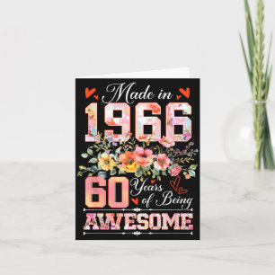 Hergestellt 1966 floraler 60. Geburtstag Frauen 60 Karte