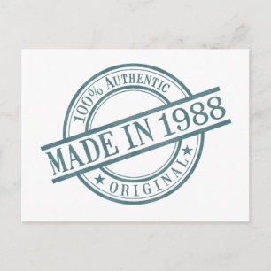 Hergestellt 1988 Geburtsjahr Runde Gummistempel Lo Postkarte