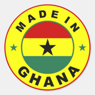 hergestellt auf dem Gana-Länderkennzeichen um die  Runder Aufkleber