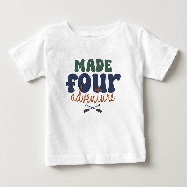 Hergestellt für Abenteuer 4. Geburtstag Baby T-shirt (Vorderseite)