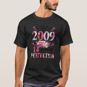 Hergestellt in 2009 Floral 14 Jahre alt 14. Geburt T-Shirt