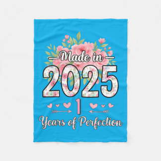 Hergestellt in 2025 Florale Geschenke zum 1. Gebur Fleecedecke