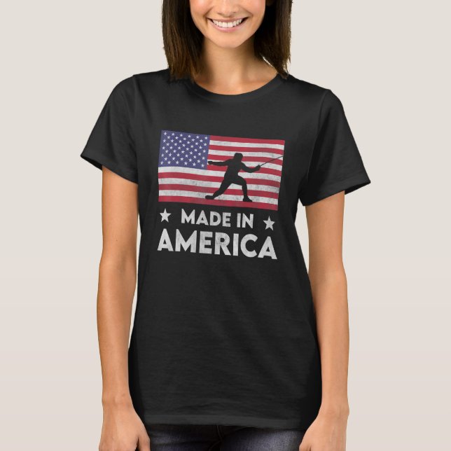 Hergestellt in Amerika National Flag Fencing für M T-Shirt (Vorderseite)