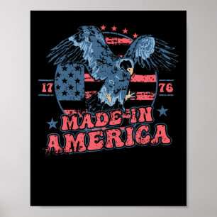 Hergestellt in Amerika USA-Flagge Adler 4. Juli Pa Poster