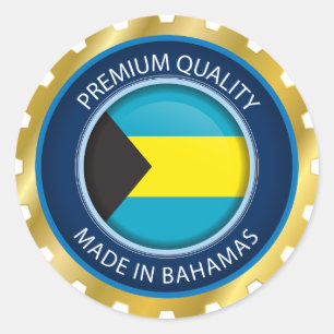 Hergestellt in Bahamas Siegel, bahamianische Flagg Runder Aufkleber
