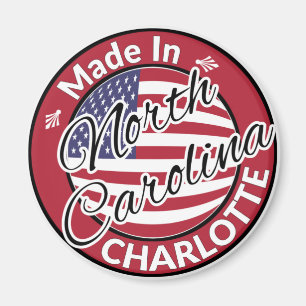 Hergestellt in Charlotte North Carolina USA Flag Magnet