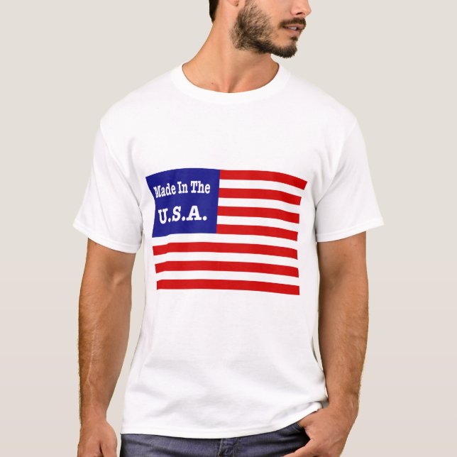 Hergestellt in den USA rot-weiß und blau-amerikani T-Shirt (Vorderseite)