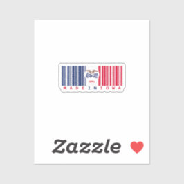 Hergestellt in Iowa Barcode Flag Sticker - Staatss
