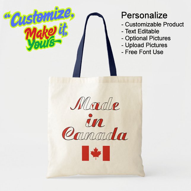 Hergestellt in kanadischer Natural & Navy Budget T Tragetasche (Made in Canada Natural & Navy Budget Tote Bag - Personalize, Customizable & Text Editable.
)