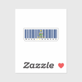 Hergestellt in Kansas Barcode Flag Sticker - Staat