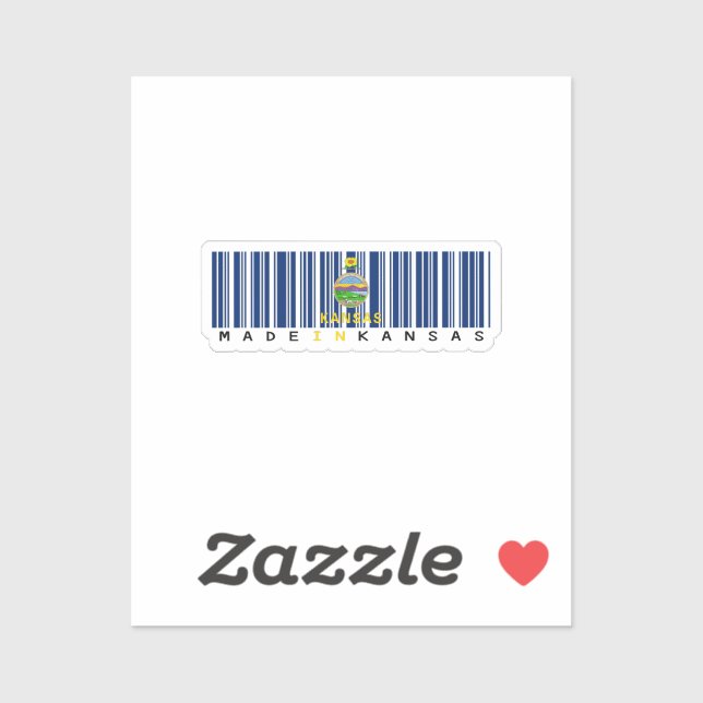 Hergestellt in Kansas Barcode Flag Sticker - Staat (Blatt)