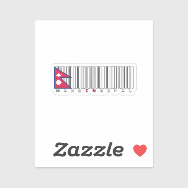 Hergestellt in Nepal Barcode-Flaggen-Design Aufkleber (Blatt)