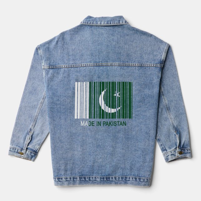 Hergestellt in pakistanischem Flaggencode Jeansjacke (Rückseite)