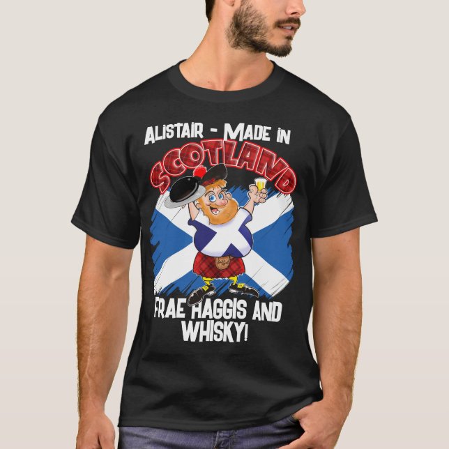 hergestellt in SCOTLAND 0- gezeichnet Haggis und W T-Shirt (Vorderseite)