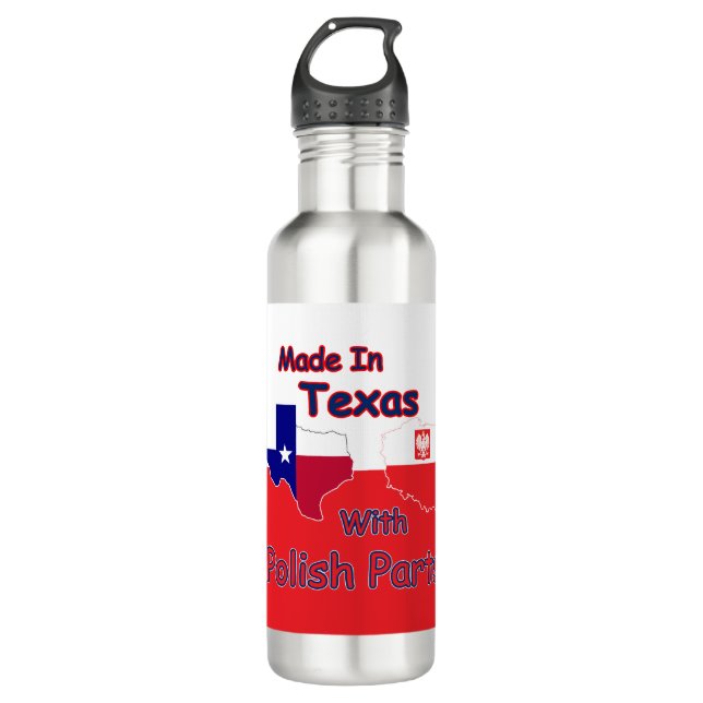 hergestellt in Texas mit polnischen Teilen Edelstahlflasche (Vorderseite)