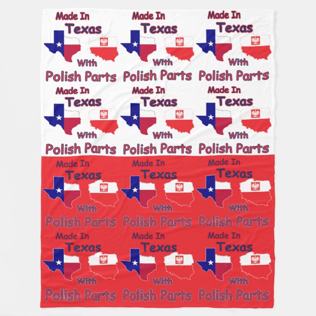 hergestellt in Texas mit polnischen Teilen Fleecedecke (Vorderseite)
