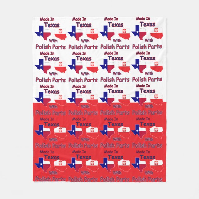 hergestellt in Texas mit polnischen Teilen Fleecedecke (Vorderseite)