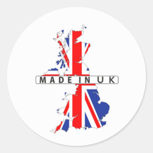 hergestellt in United Kingdom Map Produkt-Etikett  Runder Aufkleber