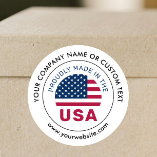 Hergestellt in USA Patriotic Business White Label  Runder Aufkleber