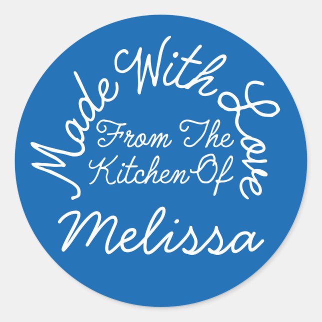 hergestellt mit Liebe aus der Küche von Runder Aufkleber (Vorderseite)