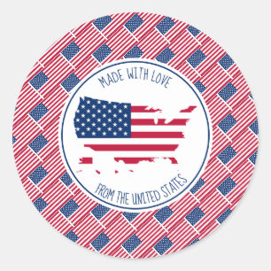 Hergestellt mit Liebe aus der USA-Flagge AMERIKA Runder Aufkleber