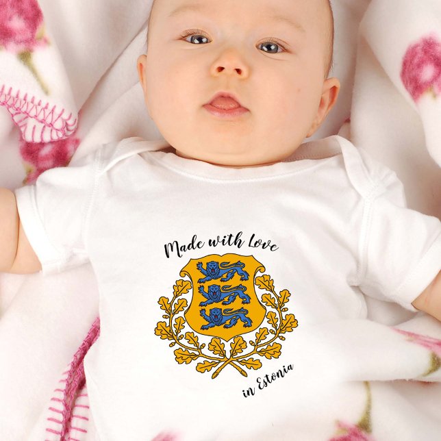Hergestellt mit Liebe in Estland / estnische Flagg Baby Strampler (Von Creator hochgeladen)