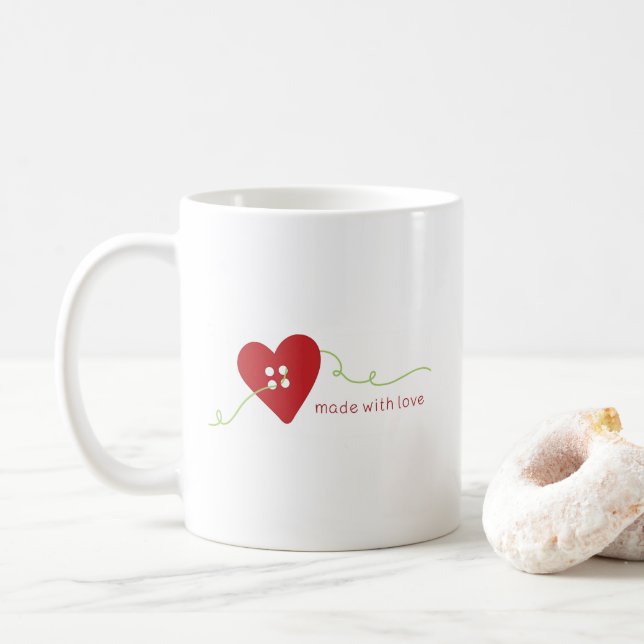 hergestellt mit Liebe Kaffeetasse (Mit Donut)