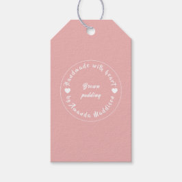 Hergestellt mit Liebe Rosa Herz Backdesign Geschenkanhänger