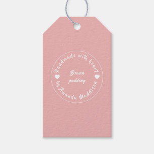 Hergestellt mit Liebe Rosa Herz Backdesign Geschenkanhänger