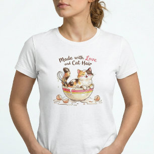 Hergestellt mit Liebe und Katzenhaaren Lustige Kat T-Shirt