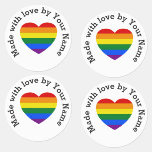 Hergestellt mit Liebe von dir Gay Pride Herz-Bügel Etiketten