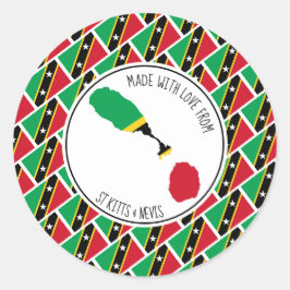 hergestellt mit Liebe von ST KITTS NEVIS FLAG Kitt Runder Aufkleber