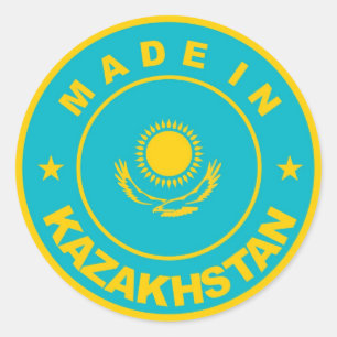 hergestellt unter der Flagge des Landes Kasachstan Runder Aufkleber