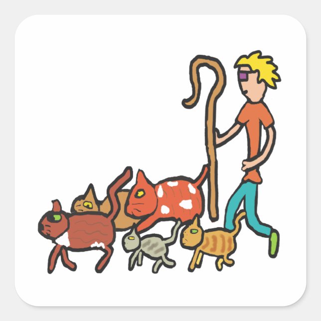 Heringskatzen Quadratischer Aufkleber (Vorderseite)