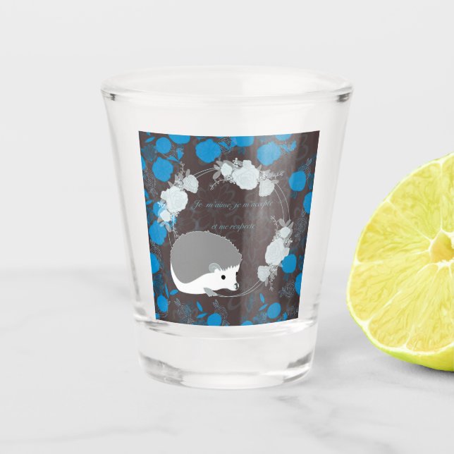 hérisson, fleur de vie, bleu, mandala, zen chakra schnapsglas (Vorderseite)