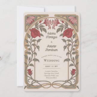 Heritage Art Nouveau Floral Wedding Vintage Einladung