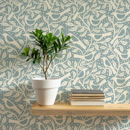 Heritage Birds and Branches Duck Egg Blue Tapete