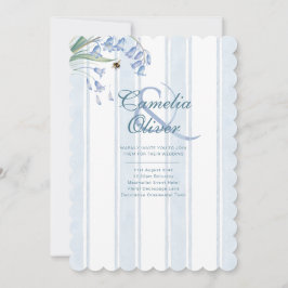 Heritage Bluebells Bees Floral Stripes Wedding Einladung