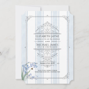 Heritage Bluebells und Bienen Florale Streifen Hoc Einladung