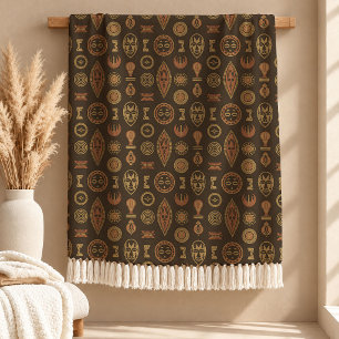 Heritage Brown Afrikanische Motive Dekorative Deck Fleecedecke