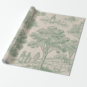 Heritage Farm Toile in Salbeigrün und Blau Geschenkpapier