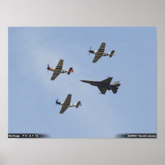 Heritage Flight - P-51 Mustang und F-16 Falcon Poster