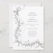 Heritage Floral Ribbon Hand Drawn Elegant Wedding