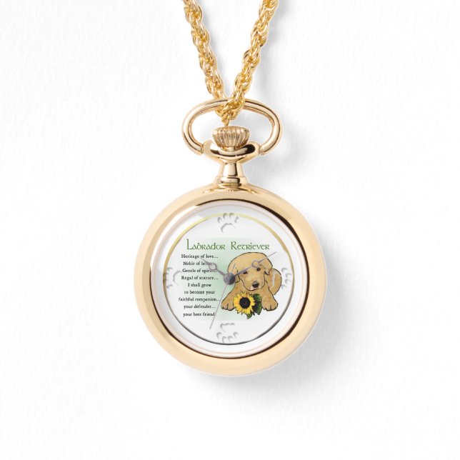 Heritage Gelbe Labrador Welpengeschenke Armbanduhr (Vorderseite)