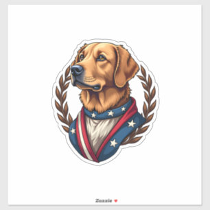 Heritage Golden Retriever Patriotisches Vintage-T- Aufkleber