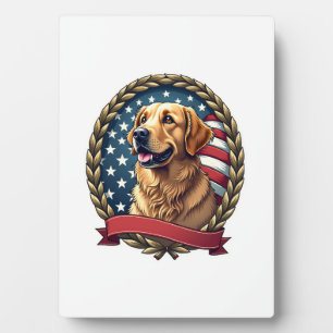 Heritage Golden Retriever Patriotisches Vintage T- Fotoplatte