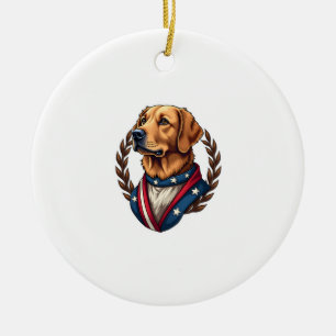 Heritage Golden Retriever Patriotisches Vintage T- Keramik Ornament